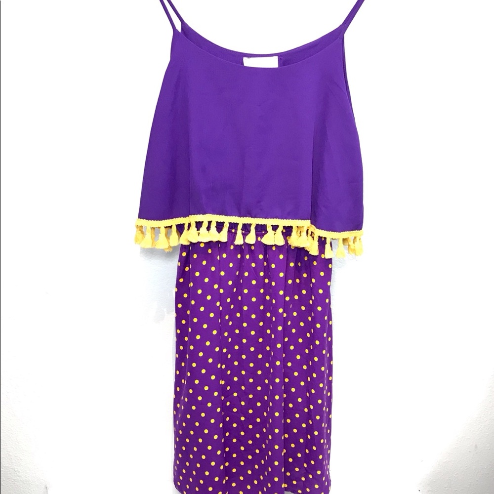 Peach love California, purple & gold Sundress